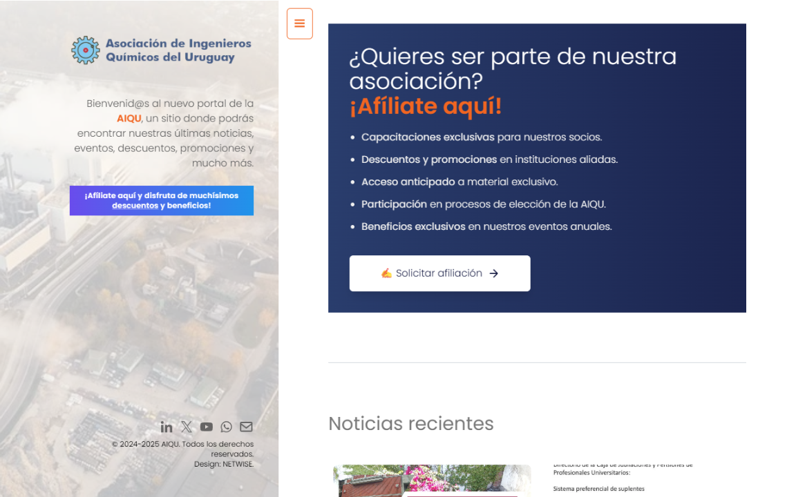 Desarrollo de página web a medida en WordPress para AIQU