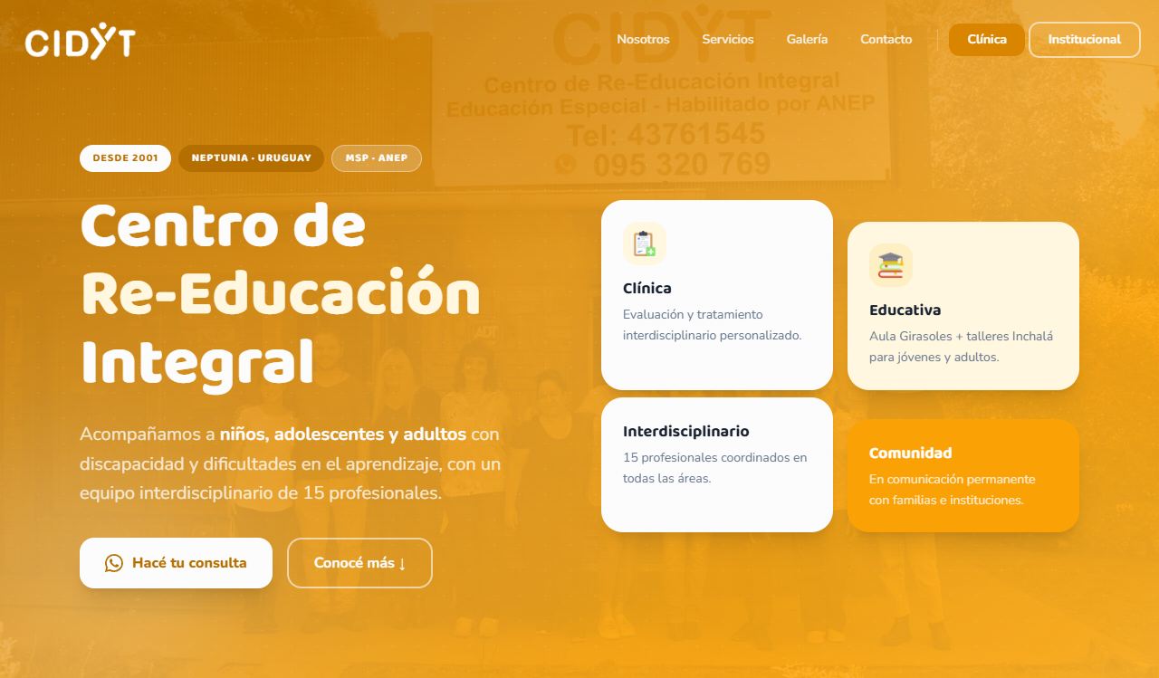Desarrollo de sitio web institucional multi-página para CIDYT