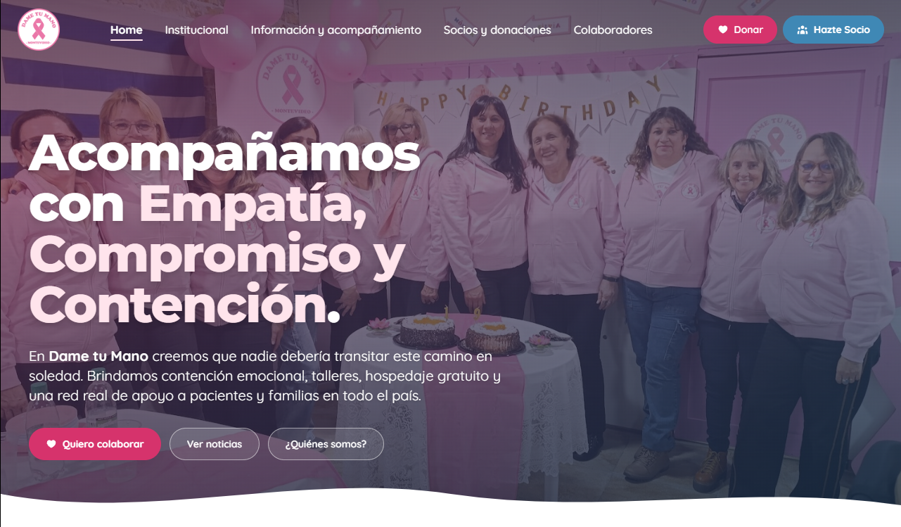 Desarrollo de portal web institucional en WordPress para Dame tu Mano